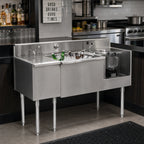 Thumbnail image #2 for Eagle Group 1800 Series BM62-18R 62-Inch Stainless Steel Underbar Beverage Station with Drainboard, Center Ice Bin, and Blender Recess