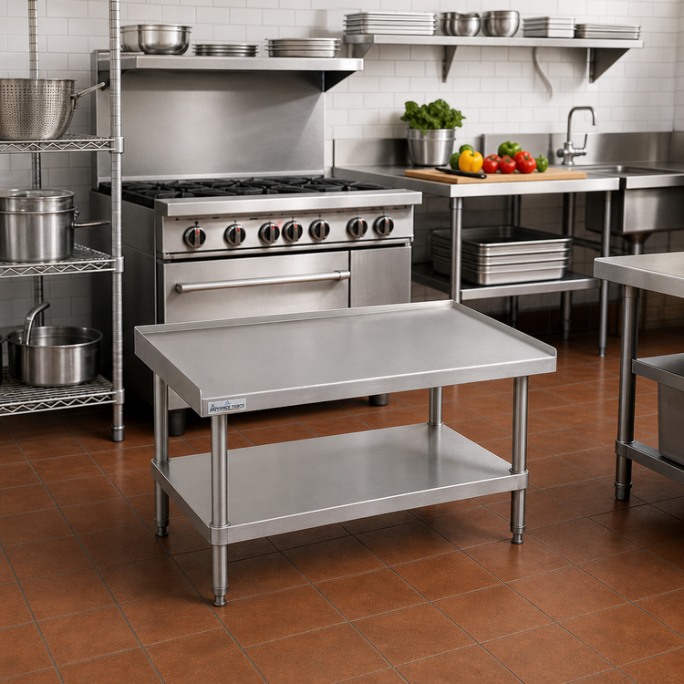 Product image #2 for Advance Tabco Special Value 24" x 24" Stainless Steel Equipment Stand with Adjustable Undershelf