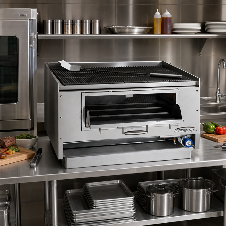 Product image #2 for Imperial MSQ-60 60-Inch Countertop Mesquite Wood Broiler with Cast Iron Grates and Gas Log Lighter