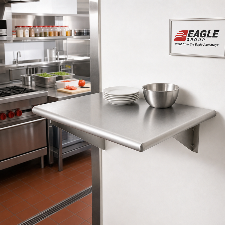 Product image #2 for Eagle Group 24 Inch W x 18 Inch D Pass-Thru Wall Shelf, 304 Stainless Steel