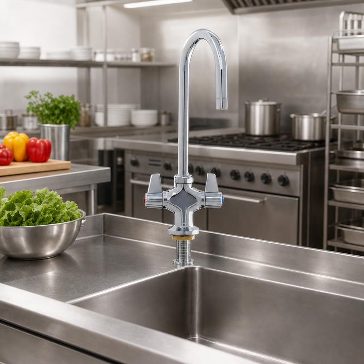 Product image #2 for equip Low-Lead Single-Hole Deck-Mount Swivel Gooseneck Manual Faucet