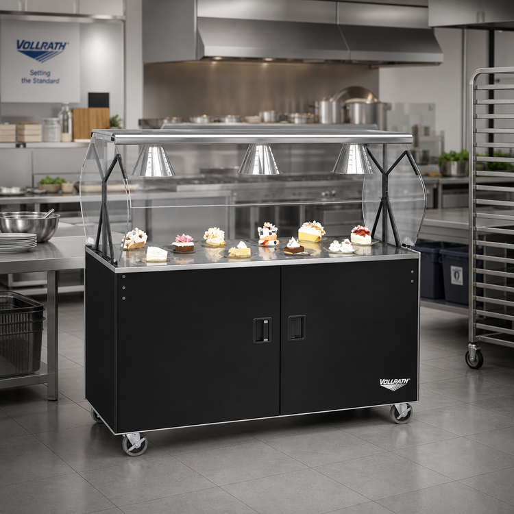 Product image #2 for Vollrath 2-Series Affordable Portable 60-Inch Cafeteria Utility Station with Storage Doors and Breath Guard