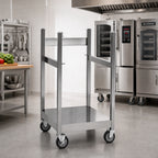 Thumbnail image #2 for AccuTemp SNH-11-00 Single-Unit Stainless Steel Steamer Support Stand with 5-Inch Casters for Evolution and Steam'N'Hold Units