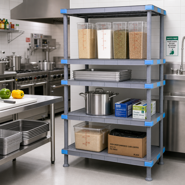 Product image #2 for Quantum Millenia 30 Inch Wide x 21 Inch Deep x 86 Inch High Polymer Solid Shelving Starter Unit with 4 Shelves