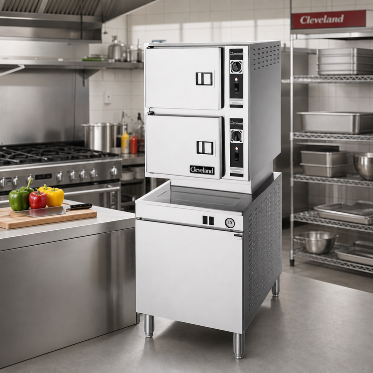 Product image #2 for Cleveland Range Classic Convection 24-Inch Countertop Convection Steamer with Steam Coil Generator, 2 Compartments