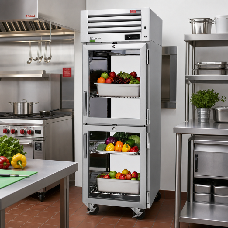 Product image #2 for Turbo Air PRO Series One-Section Pass-Thru Reach-In Refrigerator with Glass Front and Solid Rear Half Doors
