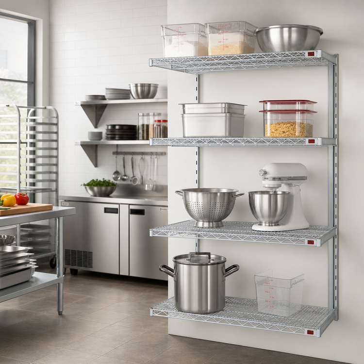 Product image #2 for EAGLEbrite 4-Tier Add-On Wire Shelving Unit, 24 x 24 x 74 Inches, Zinc Finish