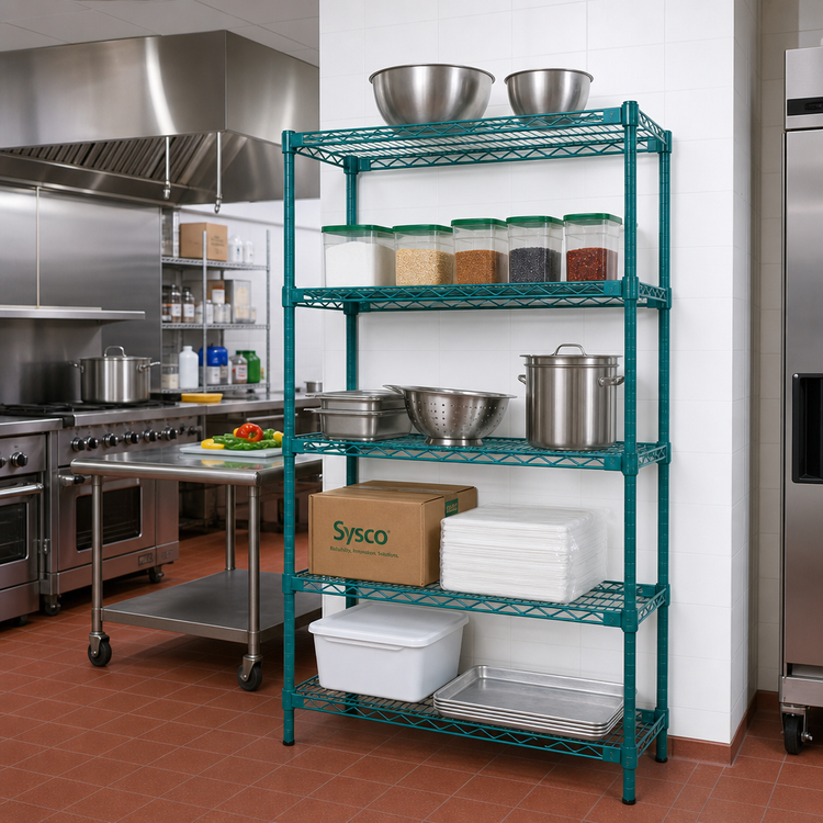 Product image #2 for EagleGard 5-Tier Add-On Wire Shelving Unit, 30 x 24 x 74 Inches, Blue-Green Hybrid Epoxy Finish