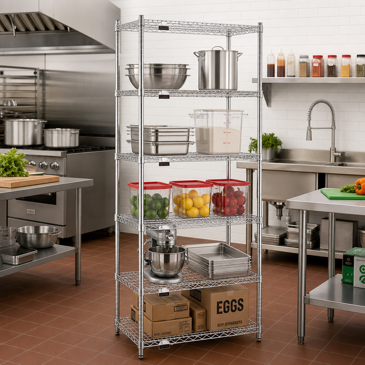 Product image #2 for Eagle Group 5-Tier Starter Wire Shelving Unit, 36"W x 24"D x 74"H, Stainless Steel Finish