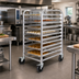 Thumbnail image #2 for Mobile Aluminum Sheet Pan Rack with 10 Full-Size or 20 Half-Size Pan Capacity