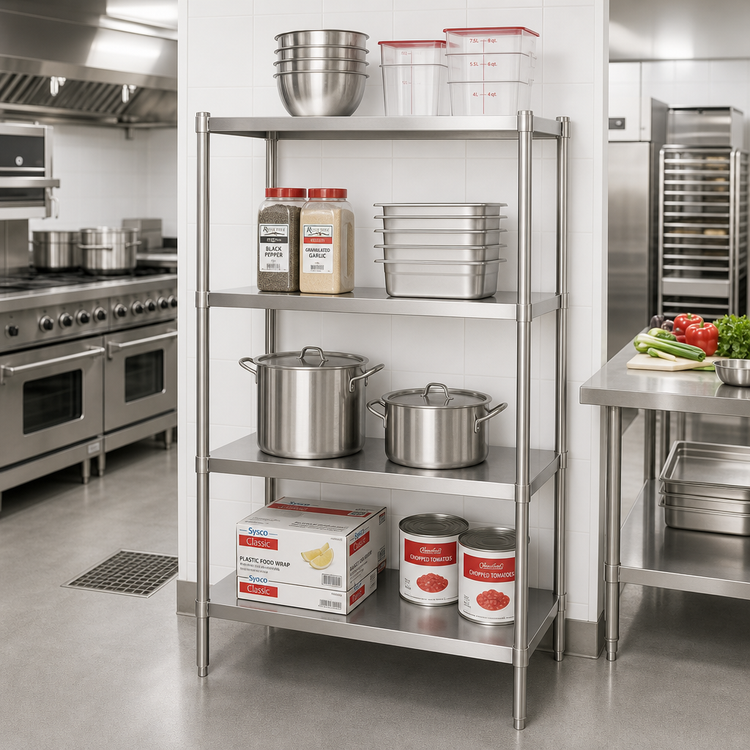 Product image #2 for John Boos Stainless Steel Dry Storage Shelving Unit, 30W x 18D x 72H, 4 Adjustable Shelves