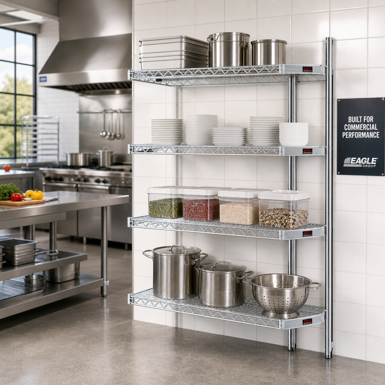 Product image #2 for Eagle Group 4-Tier Chrome-Plated Wire Add-On Shelving Unit with QuadTruss® Shelves, 48W x 24D x 74H