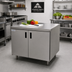 Thumbnail image #2 for Advance Tabco Special Value Series Enclosed Work Table with Cabinet Base, Mid-Shelf and Hinged Doors, 36 x 24, 16-Gauge 304 Stainless Steel Top