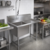 Thumbnail image #2 for John Boos Pro-Bowl 1-Compartment Stainless Steel Sink with Right Drainboard and Backsplash, 58-3/16