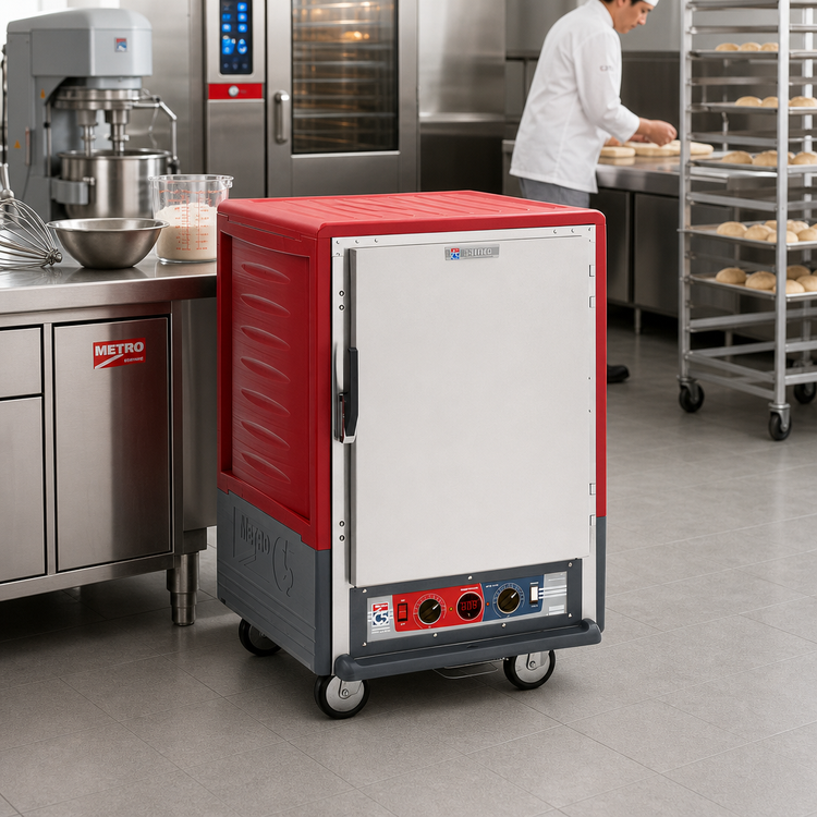 Product image #2 for Metro C5 3 Series Mobile Half-Height Heated Holding and Proofing Cabinet with Full-Length Solid Door and Universal Wire Slides