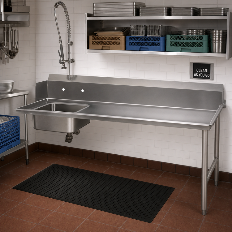 Product image #2 for Advance Tabco Spec-Line 143-Inch Right-Hand Straight Soil Dishtable with Pre-Rinse Sink, 14 Gauge 304 Stainless Steel