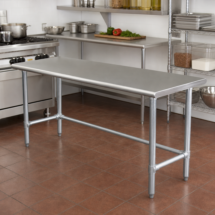 Product image #2 for Eagle Group Budget Series 60-Inch x 24-Inch Flat Top Work Table with 430 Stainless Steel Top and Galvanized Base