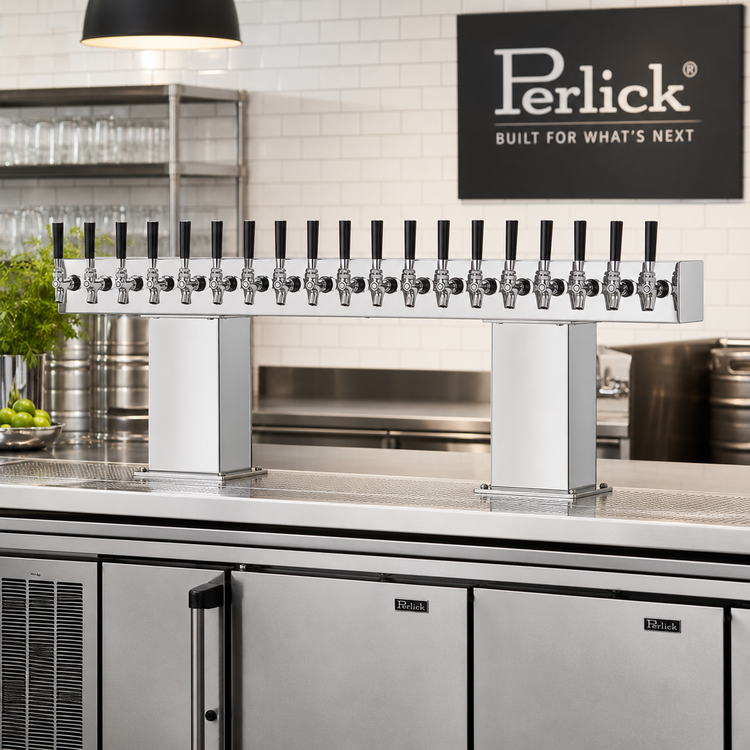 Product image #2 for Perlick 20-Faucet Extra High Countertop Glycol-Cooled Bridge Tee Draft Beer Tower, Polished Chrome