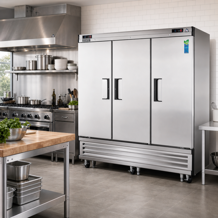 Product image #2 for Everest Refrigeration 3-Section Dual Temperature Reach-In Refrigerator/Freezer Combo, Bottom Mount, Stainless Steel