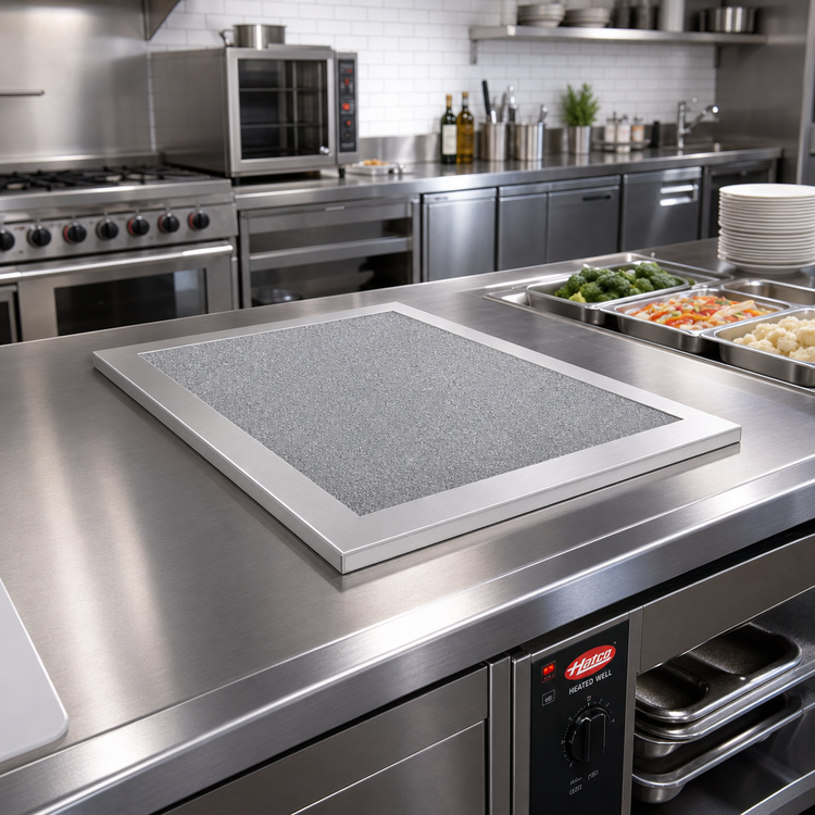 Product image #2 for Hatco 2-Pan Heated Well Cover with Swanstone Simulated Stone Inset, Gray Granite