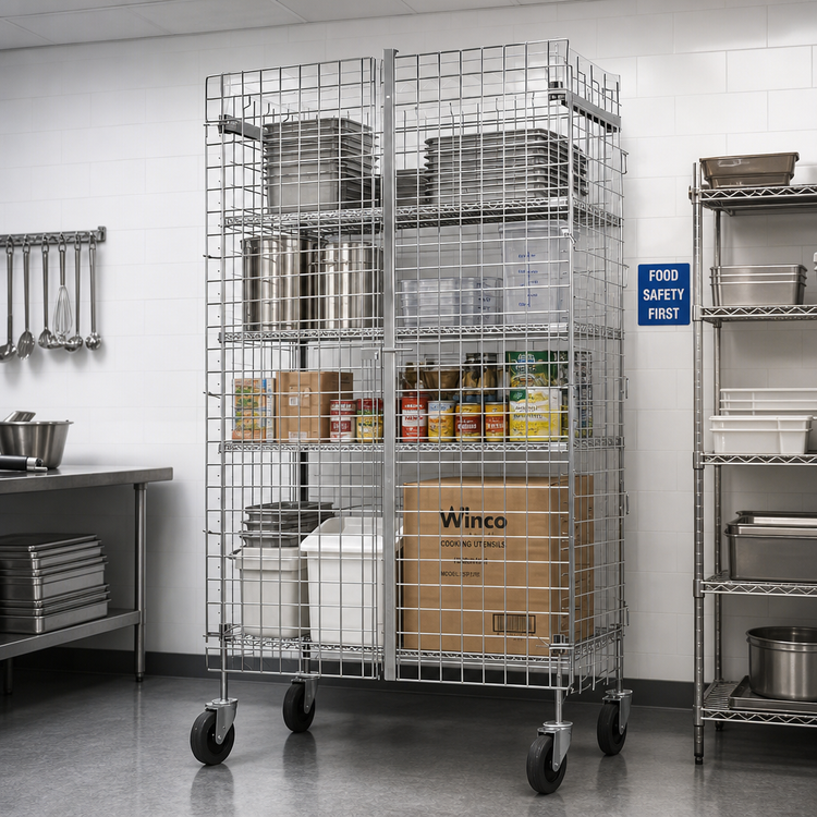 Product image #2 for Winco VCG-2460 Chrome-Plated Wire Security Cage Set, 24 x 60 x 63 Inch, Side-Hinged