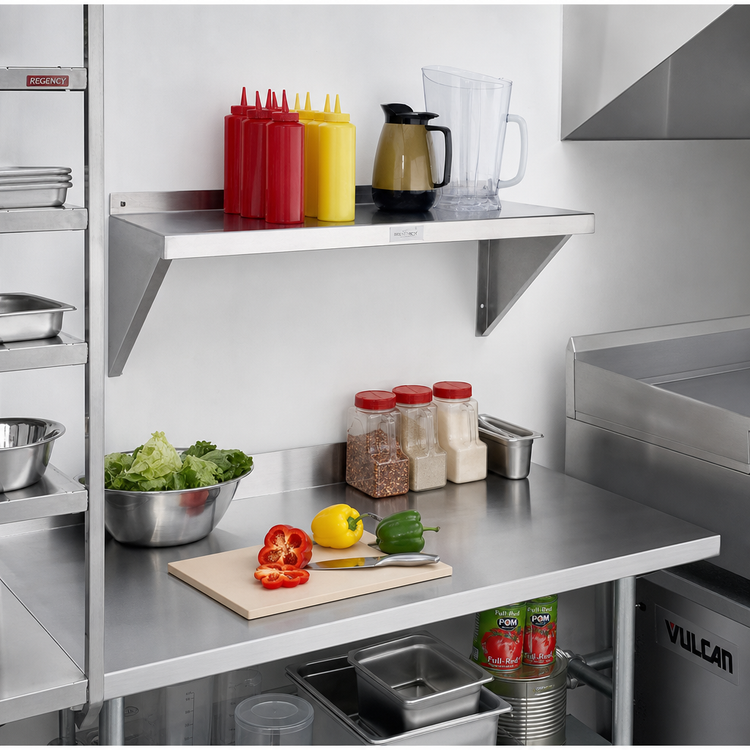 Product image #2 for New Age Heavy-Duty Bracket-Mounted Solid Wall Shelf, 24 x 12 Inches, 12 Gauge Aluminum