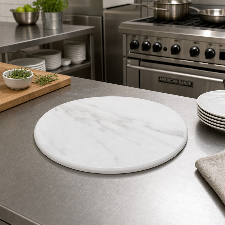 Product image #2 for American Metalcraft Naturals 14-Inch Round Melamine Serving Board, White Marble Pattern