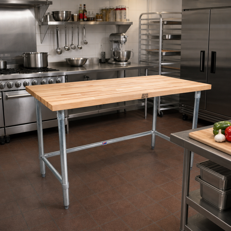 Product image #2 for John Boos SNB14-X 48 x 36 Inch Wood Top Work Table with 1-3/4 Inch Maple Top and Stainless Steel Base