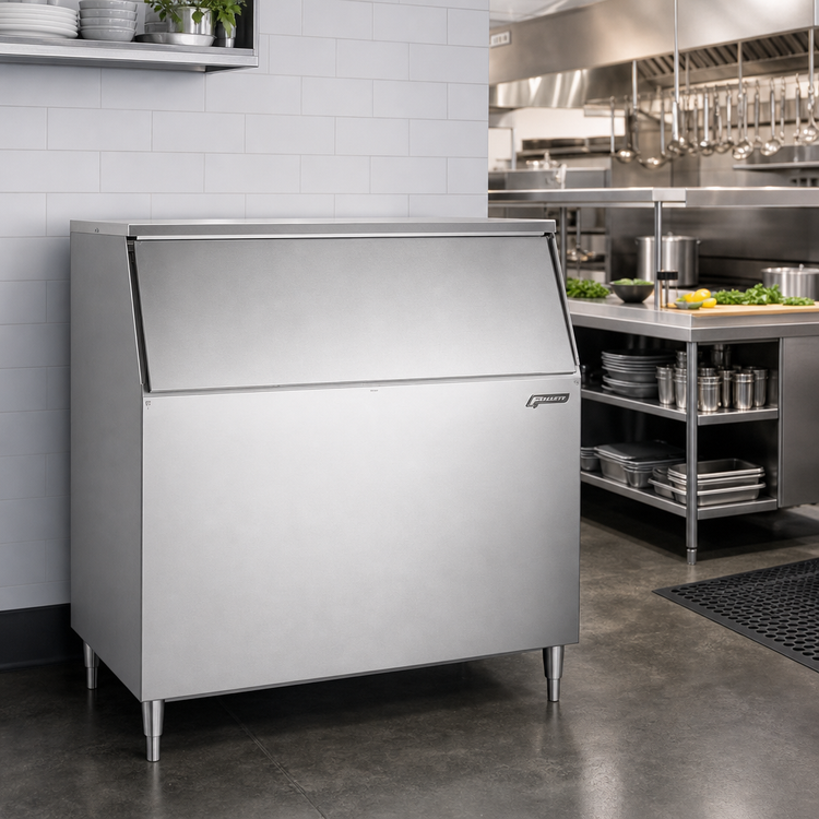 Product image #2 for Follett 48-Inch Wide Slope Front Ice Bin, 950 lb Storage, Stainless Steel Exterior