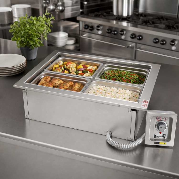 Product image #2 for Wells MDW400 4-Well Top-Mount Built-In Electric Modular Dry Hot Well Food Warmer
