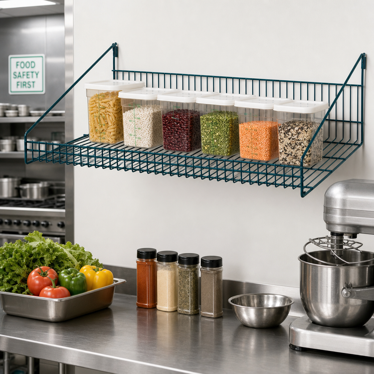 Product image #2 for Quantum Store Grid 36-Inch x 18-Inch Green Epoxy Antimicrobial Wire Shelf with Retaining Front Edge