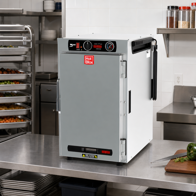 Product image #3 for Metro HotBlox Narrow 8-Pan Pass-Thru Insulated Holding Cabinet, 20-Inch Wide, Countertop/Stacking, Analog Controls, Solid Front/Clear Rear Doors