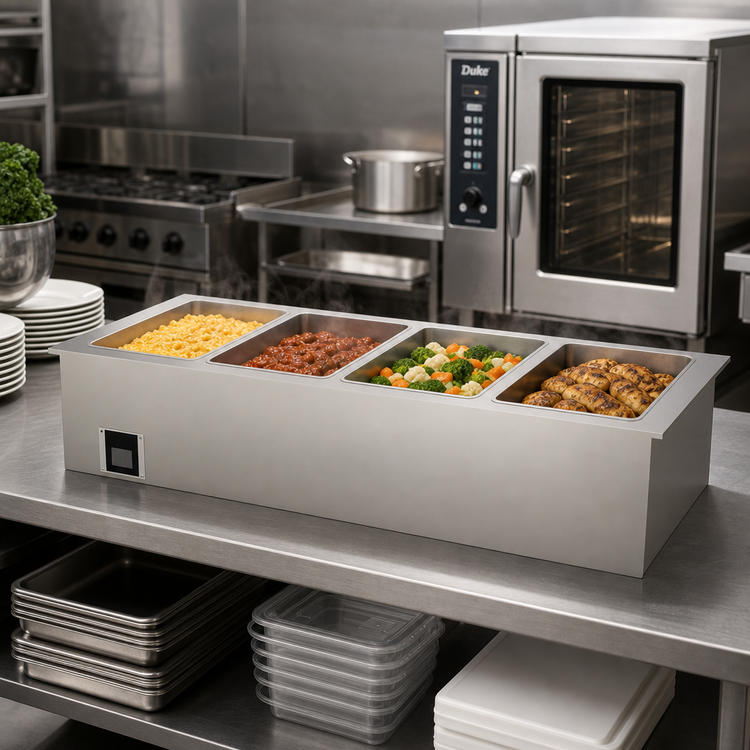 Product image #2 for Duke WWG4 Electric Ganged Waterless Drop-In Hot Food Well, 4 Full-Size Pans