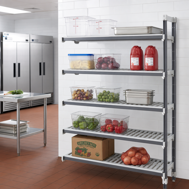 Product image #2 for Camshelving Elements XTRA 5-Tier Stationary Add-On Polymer Shelving Unit, 18 x 72 x 64 Inches, Louvered, Speckled Gray