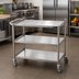 Thumbnail image #2 for Turbo Air 18 x 28 Three-Shelf 304 Stainless Steel Utility Bus Cart