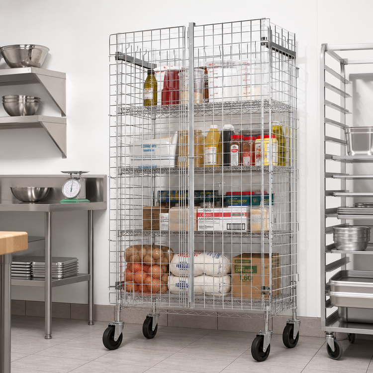 Product image #2 for Winco Chrome-Plated Wire Security Cage, 18 x 60 x 63 in.