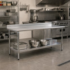 Thumbnail image #2 for Eagle Group BlendPort® BPT-3084SEB-BS Stainless Steel Backsplash Work Table with Adjustable Undershelf, 84-Inch W x 30-Inch D, 16-Gauge Top