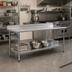 Thumbnail image #2 for BlendPort Deluxe Series Stainless Steel Backsplash Work Table with Adjustable Undershelf, 84-Inch W x 30-Inch D