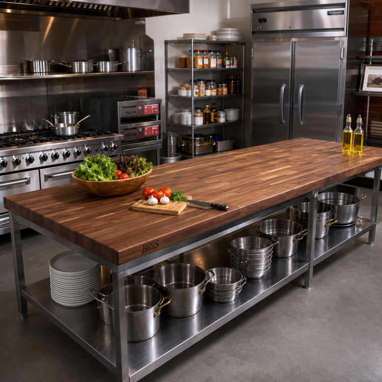 Product image #2 for Boos Block American Black Walnut Blended Edge Grain Kitchen Countertop, 144 x 42 x 1-1/2 Inch, Penetrating Oil Finish