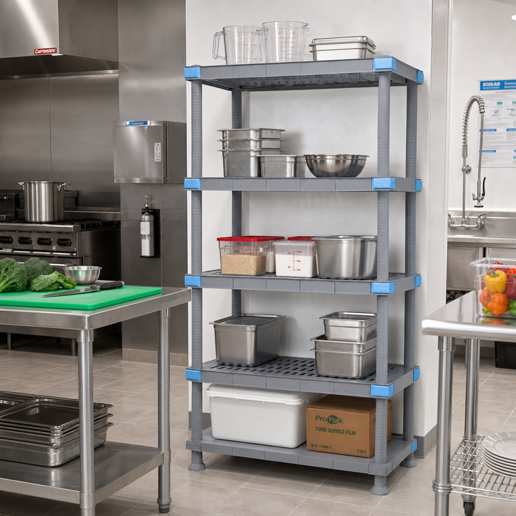 Product image #2 for Quantum Millenia 36 Inch W x 21 Inch D x 86 Inch H Gray Polymer Shelving Starter Unit