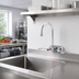 Thumbnail image #2 for T&S Brass 4-Inch Center Wall-Mount Workboard Faucet with 5-3/4-Inch Swivel Gooseneck and 1.2 GPM Aerator