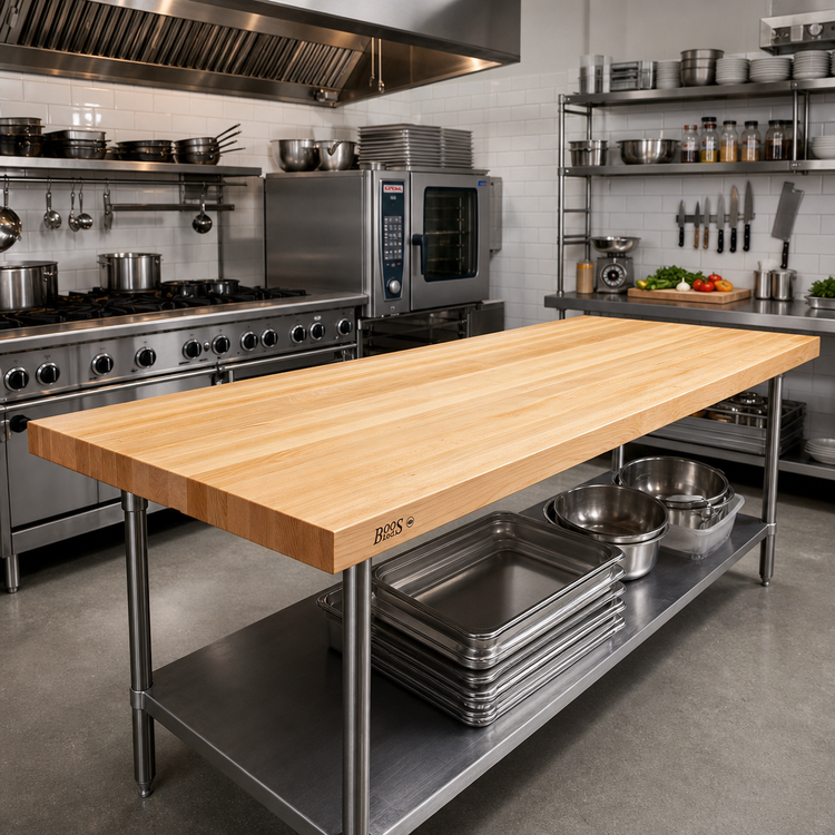 Product image #2 for John Boos Boos Block 72" x 32" Edge Grain Maple Kitchen Countertop, 1-1/2" Thick, Penetrating Oil Finish