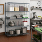 Thumbnail image #2 for Quantum WR86-3660GY Stationary Wire Shelving Starter Unit, 60"W x 36"D x 86"H, 4 Shelves, Gray Epoxy Finish
