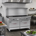 Thumbnail image #2 for Ultimate 60-Inch Commercial Gas Restaurant Range with 6 Open Burners, 24-Inch Griddle, and 2 Standard Ovens