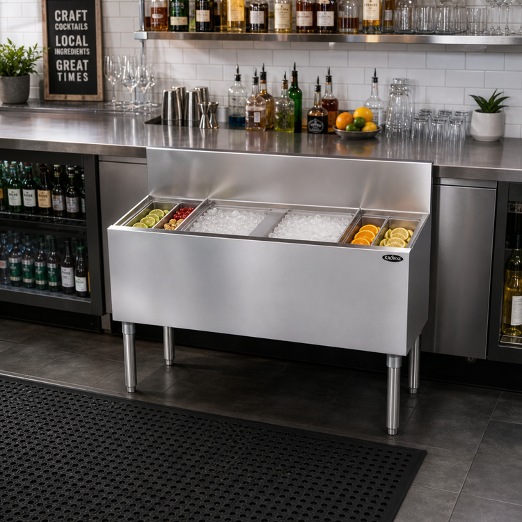 Product image #2 for Krowne Royal Series 40-Inch Underbar Speed Multi Station with 10-Circuit Cold Plate and 24-Inch Center Ice Bin