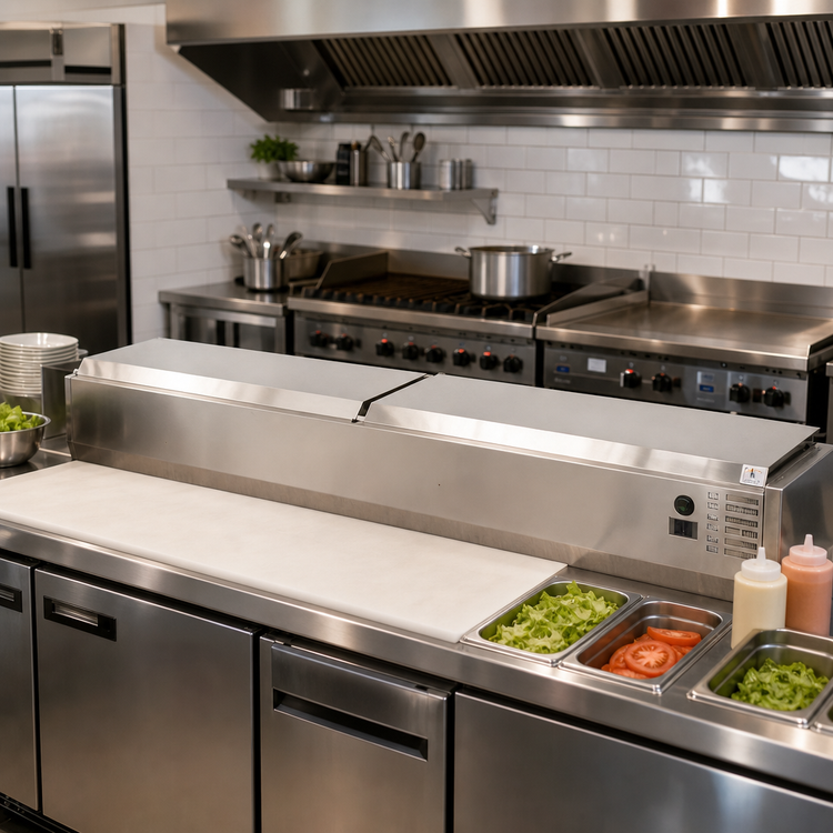 Product image #2 for 46-Inch Countertop Refrigerated Topping Rail with Stainless Steel Cover