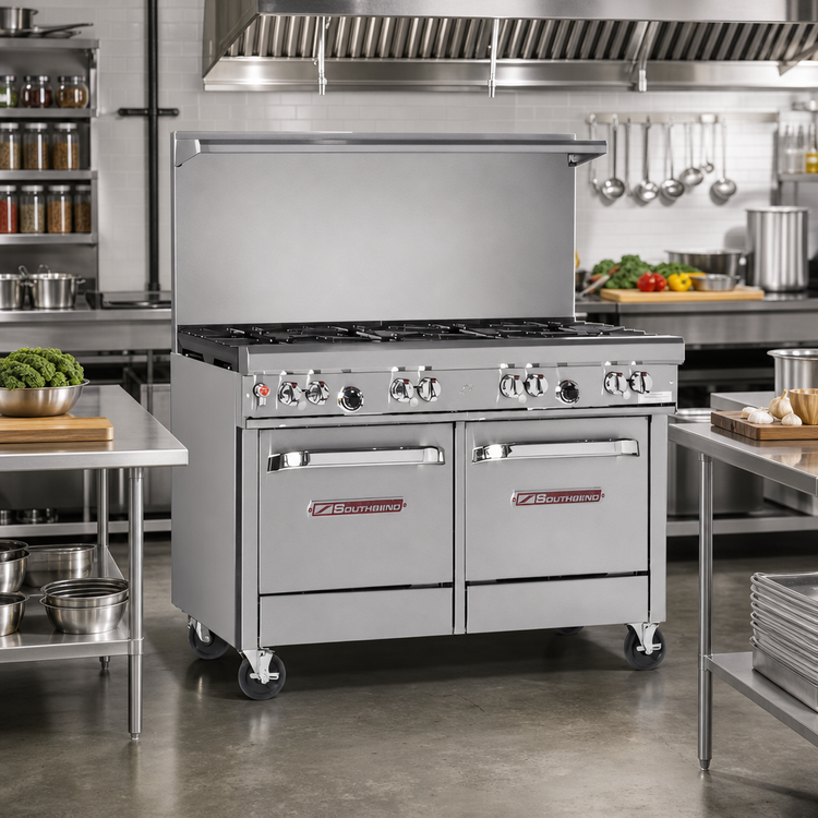 Product image #2 for Southbend Ultimate 48-Inch Gas Restaurant Range with Thermostatic Griddle and 2 Space Saver Ovens