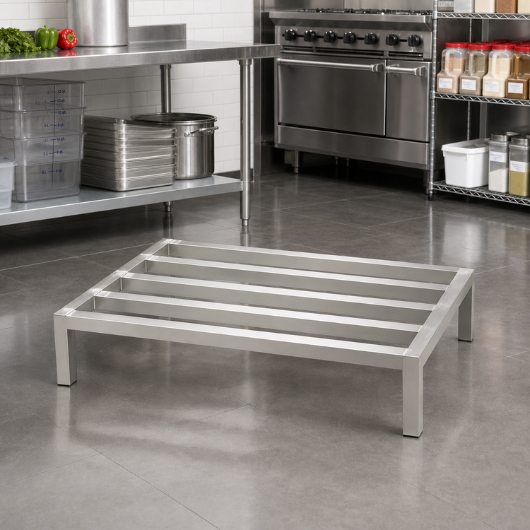 Product image #2 for Panco 60-Inch Wide Tubular Aluminum Dunnage Rack, 4-Lat, 1,500 lb Capacity