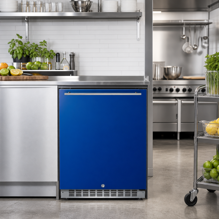 Product image #3 for Summit Appliance 24-Inch ADA Compliant Undercounter All-Refrigerator with Cobalt Blue Door, Frost-Free, 4.8 Cu. Ft.