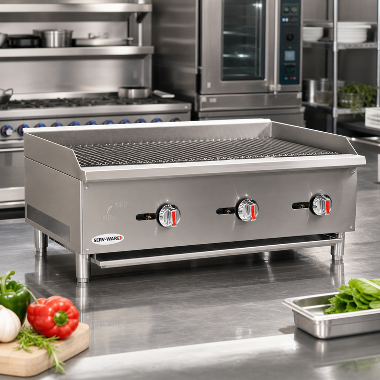 Product image #2 for Serv-Ware 36-Inch Wide Natural Gas Radiant Charbroiler with 3 Burners